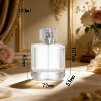 Lot de 100 flacons de parfum en verre transparent de 100 ml, design cylindrique, anti-fuite, avec pompe pulvérisatrice, pour eau parfumée, avec boîte de présentation