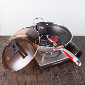 Sartén Hansa Honeycomb de 32 cm, Antiadherente, Compatible con Inducción, Fondo Plano, Wok de Acero Inoxidable - Product Image 1