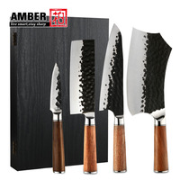 Ensemble de Couteaux de Boucher Forgés à la Main, Couteau à Désosser de Chef avec Étui, Couteau de Cuisine en Acier à Haute Teneur en Carbone pour la Cuisine, le Camping et le Barbecue