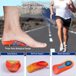 Plantillas para Fascitis Plantar con Espuma Viscoelástica Poron, Soporte <span class=keywords><strong>de</strong></span> Arco y Taloneras para Alivio del <span class=keywords><strong>Dolor</strong></span> <span class=keywords><strong>de</strong></span> Talón y Pies Planos, Antideslizantes, para Mujer y Hombre, Naranja - Product Image 4