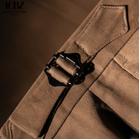 Pantalons pour hommes de haute qualité, bouton Paris, pur coton, taille haute, décontractés, slim, droits, pantalons pour hommes