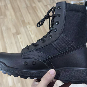 Bottes de randonnée tactiques en cuir de vachette DF702 TSB21 noires, hautes, à lacets, pour extérieur, toutes saisons, imperméables, pour hommes. - Product Image 2