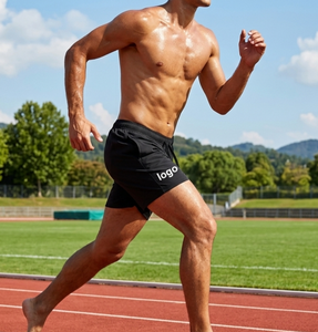 Shorts de sport pour hommes, tissu extensible 4 directions, séchage rapide, avec ceinture élastique, pour la course à pied et le fitness, avec impression de logo personnalisée - Product Image 1