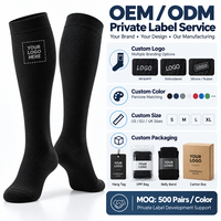 Chaussettes de compression graduée en coton personnalisées 15-20 mmHg, hauteur genou, soutien orthopédique, fabricant OEM sous marque privée