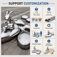 Meilleures ventes : Sculpture de lapin de luxe en acier inoxydable poli miroir, pour jardin, parc, hôtel, cour extérieure, taille personnalisée, OEM
