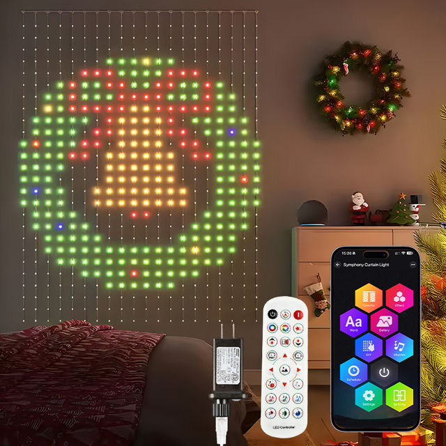 Smart APP Control RGB Curtain Lights with Remote - IP67 Waterproof 400 LEDS DIY Fairy String for Christmas Party Window Decor
