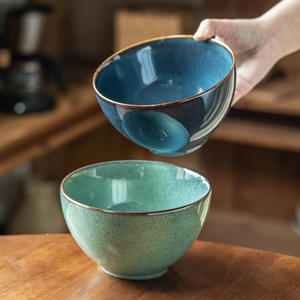 Bol en céramique de style nordique de 6 pouces avec glaçure réactive bleue <span class=keywords><strong>pour</strong></span> riz, soupe, salade, petit-déjeuner, restaurant, vaisselle de table à domicile - Product Image 1