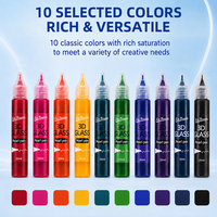 Ensemble de stylos à perles en verre 3D Xin Bowen, 10 couleurs, 20 ml, marqueurs permanents pour peinture sur verre, pour artistes, fournitures d'art DIY