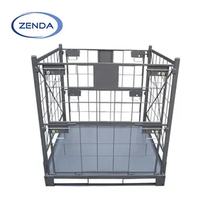 Professional Technology Team Stackable Foldable Wire Pallet Mesh Container Stillage Storage Rack Steel Storage Box