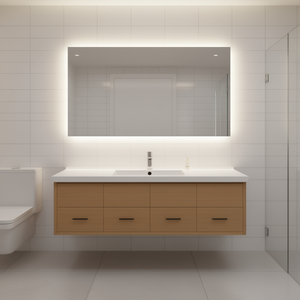 Bathroom Vanity Solid Wood 70.9x15.7x(0.8-1.6) Light Brown Countertop Floor Standing Minimalist Modern Design - Product Image 2