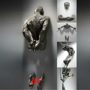Yaşam boyutu bronz çıplak adam metal sanat duvar heykel