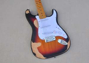 กีตาร์ไฟฟ้ารุ่น <span class=keywords><strong>Relic</strong></span> พร้อมฟิงเกอร์บอร์ดไม้เมเปิล, พิคการ์ดสีขาว, ฮาร์ดแวร์โครเมียม, ให้บริการปรับแต่งตามความต้องการ - Product Image 4