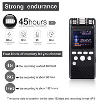 Enregistreur vocal numérique portable 1536 Kbps, enregistrements audio stéréo au format MP3 Wav REC pour les réunions et les conférences