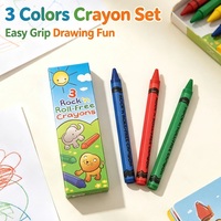 Lot de 3 Crayons Hexagonaux Anti-Roulement 3 Couleurs, Crayons de Cire Faciles à Tenir, Non Toxiques, pour Dessin d'Enfants et Tout-Petits, Personnalisation OEM