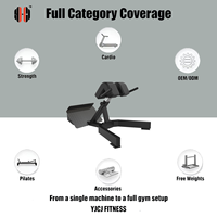 Chaise romaine ergonomique avec deux coussinets de hanche et une plaque de repose-pieds en forme de diamant pour machine d'extension du bas du dos destinée aux salles de sport commerciales