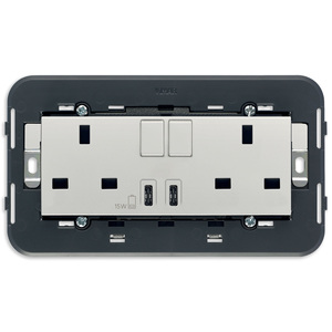 Vimar Dual <b>Socket</b> 2P+T 13A <b>With</b> <b>USB</b> C+C Charging Port For Home Office Use - Product Image 1