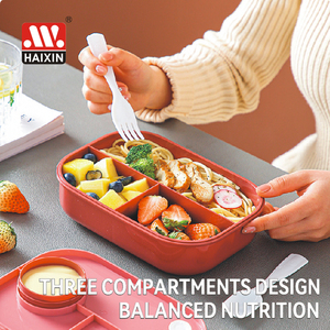 1100ml Silicone leakproof ba khoang thực phẩm container Bento hộp nhựa Hộp Ăn Trưa cho trẻ em với bộ đồ ăn và nước sốt cup - Product Image 5