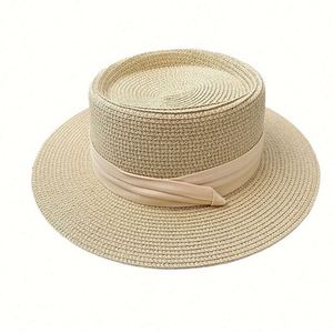 Women Summer Outdoor Seaside Sunscreen Straw Hat Bow Beach Woven Sun Boater Hat - Product Image 5