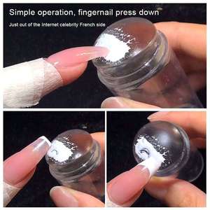 Estampador de Uñas Transparente con Raspador, Cabezal de Silicona Tipo Gelatina para Estampado de Uñas Francesas, Placa de Estampado para <span class=keywords><strong>Manicura</strong></span> - Product Image 2