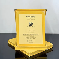 Boîte en velours pliable jaune personnalisée avec gravure commémorative, plaque de certificat avec plaque dorée MH-P01