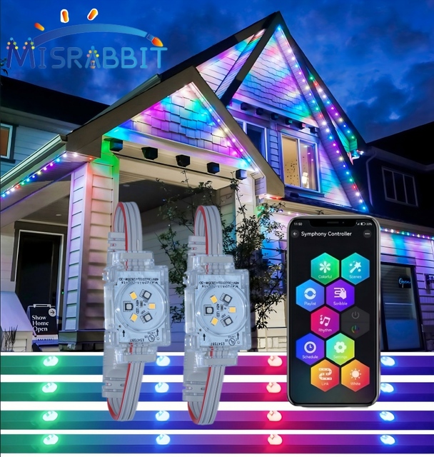 Misrabbit LED Christmas Landscape Lighting 48V IP68 Waterproof Outdoor Smart App Control Permanent House Eve Light Dimmable