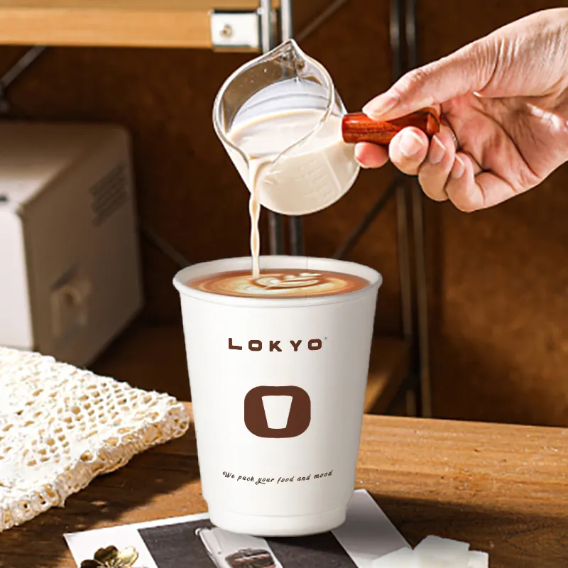 LOKYO, venta al por mayor, degradable, para llevar, 8 oz, 200ml, tazas de papel de café caliente desechables personalizadas de una sola pared