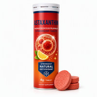 Comprimés effervescents d'astaxanthine antioxydante OEM avec Haematococcus Pluvialis, saveur citron, pour la santé de la peau et anti-âge
