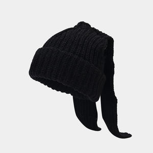 قبعة صغيرة مضحكة للأذن الأرنب محبوك قبعة صغيرة على شكل جمجمة للأذن والأرنب قبعة صغيرة دافئة من الكروشيه للشاطئ أو المشهد التجاري - Product Image 3