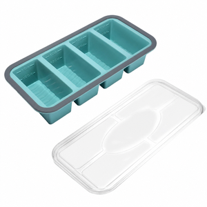 Boîte à bento rectangulaire en silicone, passe au lave-vaisselle, 4 compartiments, pour la cuisine, les restes, les casseroles, les lasagnes, la congélation - Product Image 1