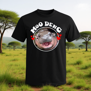 T-shirt Moo Deng Baby Hippo noir unisexe taille adulte S M L XL XXL - Product Image 3