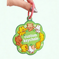 Porte-clés en alliage de zinc 3D personnalisé brodé, écologique, de haute qualité, nouveau produit, avec logo chat, chien, fruit, cochon, cadeau promotionnel en gros