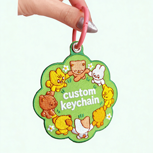 Porte-clés en alliage de zinc 3D personnalisé brodé, écologique, de haute qualité, nouveau produit, avec logo chat, chien, fruit, cochon, cadeau promotionnel en gros - Product Image 6