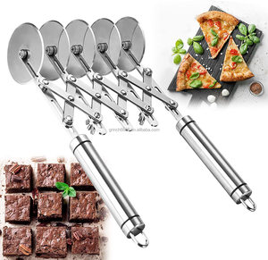 Rouleau à <span class=keywords><strong>pâtisserie</strong></span> à 5 roues, coupe-<span class=keywords><strong>pâtisserie</strong></span>, coupe-brownie, trancheuse à pizza en acier inoxydable, outils de coupe à pâtes multiples - Product Image 4