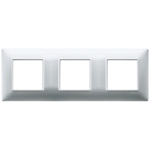 Plaque d'interrupteur mural Vimar 3 gangues, argent mat, 27 mm x 8 mm x 0,9 mm - Product Image 1