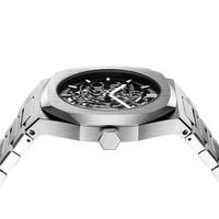 Montres mécaniques squelette en acier inoxydable de luxe pour hommes, personnalisables, étanches, pour le sport, les affaires et les occasions décontractées, avec alarme