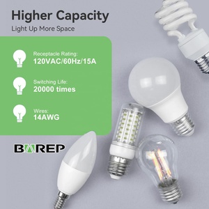 Interruttore Dimmer a Pulsante Singolo Barep 15A 120V Certificato UL per Luci LED, Stile Americano - Product Image 2