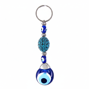 Llavero hecho a mano con cuentas de ojo malvado de cristal en forma de bola turquesa, hecho a mano, hecho en Turquía - Product Image 2