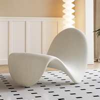 Fauteuil Tongue Style Britannique Moderne en Velours, Chaise de Loisirs Courbée en Tissu, Siège d'Appoint Rembourré en Éponge, Design en Bois pour Maison et Hôtel