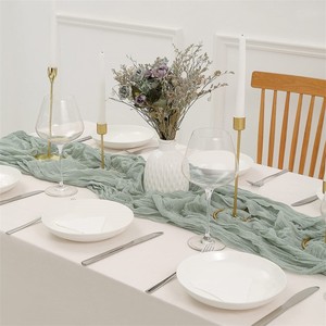 Yuyang Boho Rustique Terre Cuite Fromage Tissu <span class=keywords><strong>Chemin</strong></span> <span class=keywords><strong>De</strong></span> <span class=keywords><strong>Table</strong></span> <span class=keywords><strong>Gaze</strong></span> <span class=keywords><strong>De</strong></span> Mariage Et <span class=keywords><strong>De</strong></span> Noël Décorations pour Fête Vaisselle Et Décorations - Product Image 2