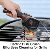 Brosse électrique pour barbecue, nettoyeur de gril, acier inoxydable 304, batterie intégrée 3000mAh, lumière LED, multifonctionnel, compact, portable