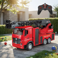 Camion de pompiers télécommandé 1/18 2.4G 15CH avec échelle élévatrice et pulvérisation d'eau, jouet télécommandé pour enfants, cadeau