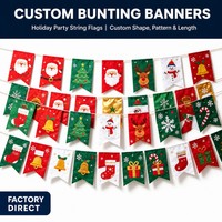 Guirlande de fanions de Noël personnalisée en polyester écologique pour fêtes de Noël, anniversaires, événements et décoration de plafond à la maison