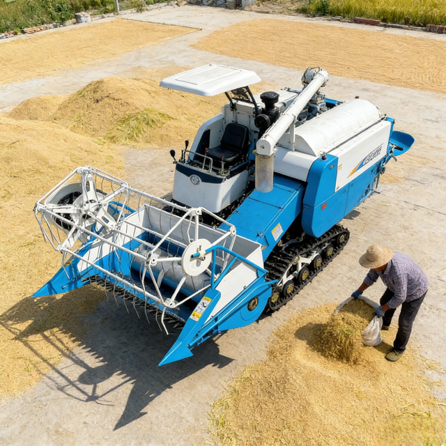 Mini Crawler Combine Harvester for Rice Wheat Small Farm Paddy Harvest Machine