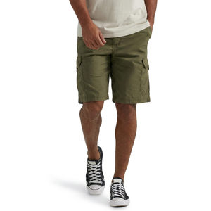 Pantalones Cortos Cargo Verde Oliva para Hombre, Tela Elástica Cómoda, Corte Relajado, Siete Bolsillos, Ropa Casual de Verano - Product Image 1