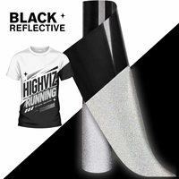 Vinyle thermocollant réfléchissant PES noir en rouleau, HTV Premium pour T-shirts, résistant à plus de 15 lavages, matériau facile à découper au plotter, certifié Oeko-Tex