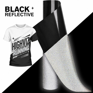 Vinile Termotrasferibile Riflettente PES Nero, Rotolo HTV Premium <span class=keywords><strong>per</strong></span> T-Shirt, Oltre 15 Lavaggi, Materiale Facile da Tagliare con Plotter - Product Image 1