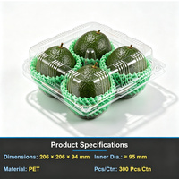 Groothandel 4-delige voedselveilige PET transparante clamshell fruitverpakking wegwerp plastic doos voor appels, peren, avocado's
