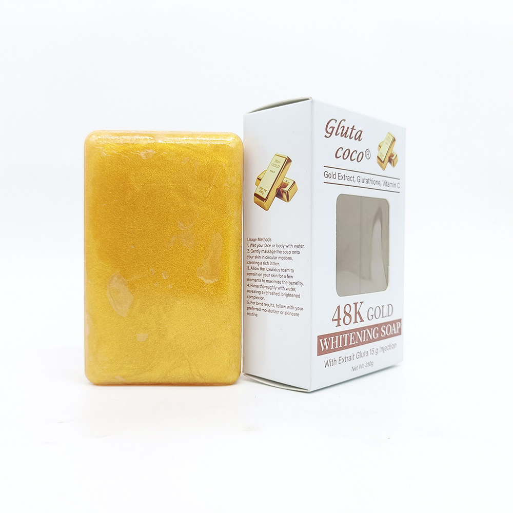 48K Gold Whitening Soap with Extra Gluta, Vitamin C & Moisturizing Properties for Skin Whitening – Handmade Bath Soap