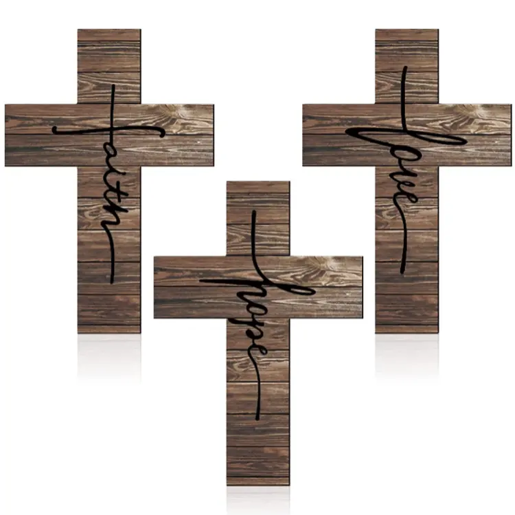 Factory direct wholesale cheap natural wooden elegant design cross logo home decor