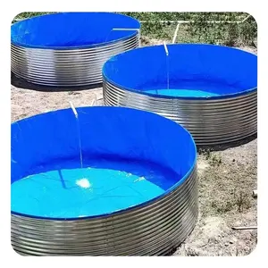 Sdm Custom Dimensie Eco-Vriendelijke Aquacultuur Vijver Liner Pool Tank Stalen Plaat Ondersteuning Pvc Voering Canvas Landbouw Ronde Aquarium